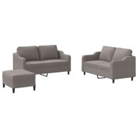 3-dijelni set sofa s jastucima smeđesivi od tkanine
