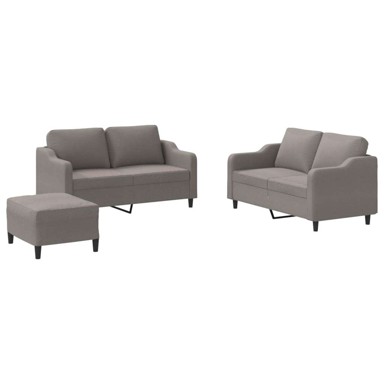 3-dijelni set sofa s jastucima smeđesivi od tkanine