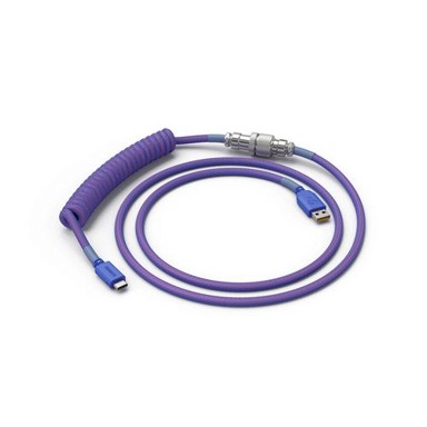 GLORIOUS Kabel za punjenje, spiralni, USB-C na USB-A, 1,37 m, ljubičasti