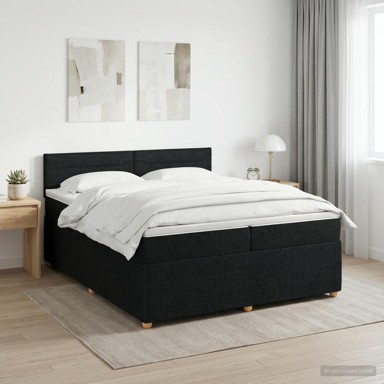 Boxspring krevet s madracem 200 x 200 cm, tkanina, crni