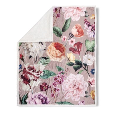 DESCANSO Bež dvostrana deka Fiori, 130x160 cm