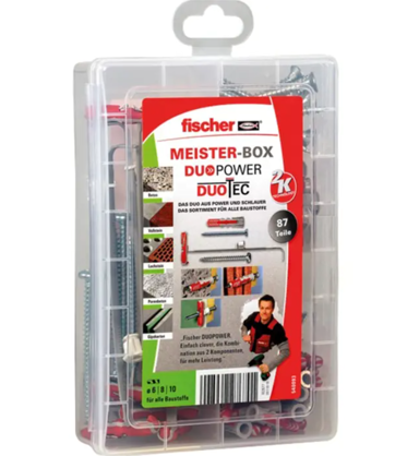 FISCHER Meister-Box duopower / duotec (light grey/red, 87 pieces, with screws)