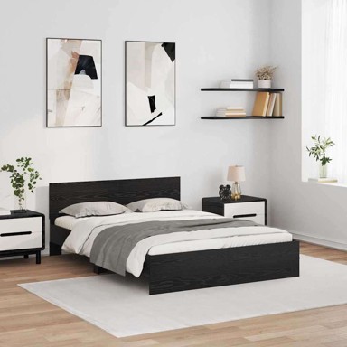 Okvir za krevet 140 x 200 cm konstruirano drvo, crni hrast
