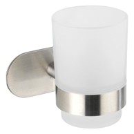 WENKO Staklena samoljepljiva čaša za četkice za zube u mat srebrnoj boji Orea 