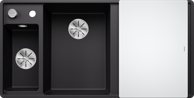 BLANCO Sudoper Axia III 6 S-F InFino, Silgranit, bazen lijevo, daska staklo, crna