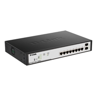 D-LINK Mrežni preklopnik DGS-1100-10MPV2, 8 x Gigabit Ethernet PoE, upravljani L2, 1U, crni