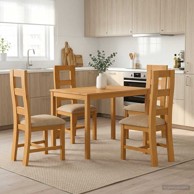 Blagovaonski set 5 kom od masivnog hrastovog drva, bež