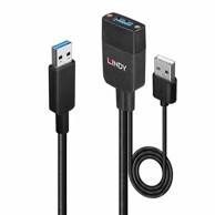 LINDY Hibridni USB kabel, USB 3.2 Gen 2 Typ A, 35 m, crni