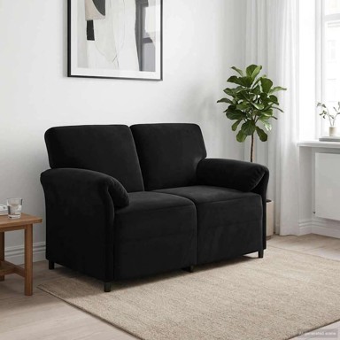 Sofa za dvije osobe, 2-sjed, 120 cm, 138x83x95 cm, baršun, crna