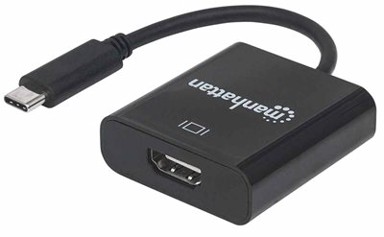 MANHATTAN Adapter, USB-C (M) na HDMI 4K@30Hz (Ž), crni