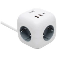 HOME Produžni kabel CUBE2, 3 utičnice, USB A + USB C, 1.5 m
