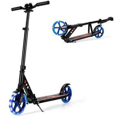 COSTWAY Romobil, sklopivi, LED kotači, crna