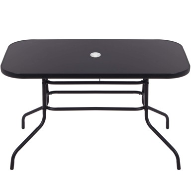 SPRINGOS Stol, vrtni, metalni, 140x80 cm, crni