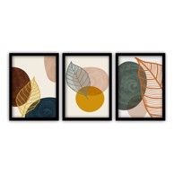 VAVIEN ARTWORK Set od 3 slike u crnim okvirima Leaves III., 35 x 45 cm