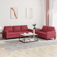 Set sofa, 2-dijelni, umjetna koža s jastucima, boja vina