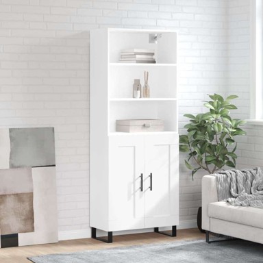 Visoka komoda bijela 69 5x34x180 cm konstruirano drvo , drvena vrata