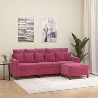 Trosjed s tabureom baršun 180 cm, boja crnog vina