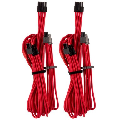 CORSAIR Premium Sleeved PCIe Dual-Kabel, dvojni paket (Gen 4), crveni CP-8920251