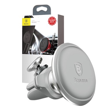 BASEUS Autodržač za mobitel AIR VENT, s kablom, srebrni
