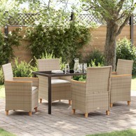 set od 5 komada vrtnih stolica s jastučićima bež poliratan, bež