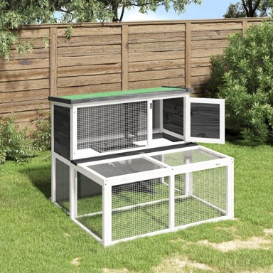 Kavez za zečeve sivi 102 x 90 x 84,5 cm od masivne borovine