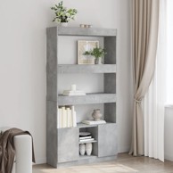 Visoka komoda siva boja betona 92x33x180 cm konstruirano drvo