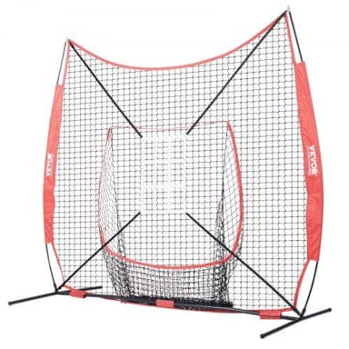 VEVOR Mreža za trening bejzbola i softballa, 7 x 7 ft, crvena