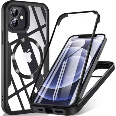 TECHSUIT ​​MagSafe obostrana zaštitna maskica ColorVerse 360 za iPhone 12, crna