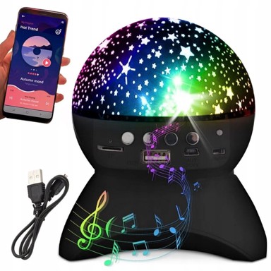 VERKGROUP LED RGB projektor sa zvučnikom, USB, SD, Bluetooth, crni