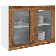 Viseći stakleni ormar staro drvo 80x31x60 cm konstruirano drvo