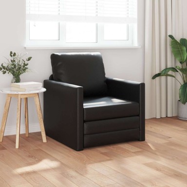 Floor Sofa Bed 2-u-1, 74x77x8 cm, umjetna koža, crna