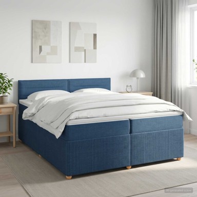 Boxspring krevet s madracem 200 x 200 cm, tkanina, plavi