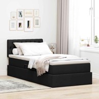 Krevet s madracem i skladištem s madracem 90 x 190 cm dizajn s jastučićima, crna