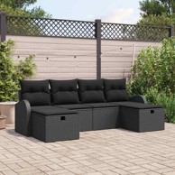 Set vrtnih sofa od poliratana od 6 dijelova za 6 osoba 234 x 117 x 85 cm, crni
