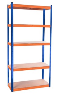 Metalna polica Aga, 180 x 90 x 40 cm, 5 polica, plava/narančasta