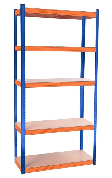Metalna polica Aga, 180 x 90 x 40 cm, 5 polica, plava/narančasta