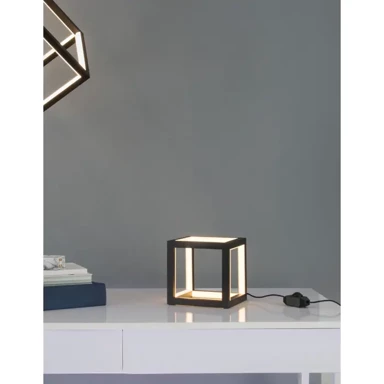 NOVA LUCE Stolna lampa Gabbia, LED 20W, 3000K, 1500lm, dimabilna, IP20, crna