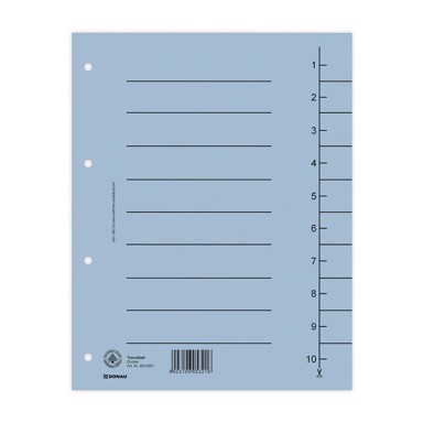 DONAU Kartonska pregrada A4 1-10, 235 x 300 mm, 250 g, plava