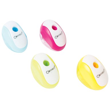 CONNECT Šiljilo PVC s PVC kutijom, 6008, 1 rupa, sortirano