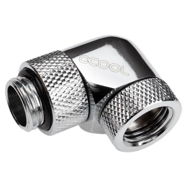 ALPHACOOL Kutni adapter 90° Eiszapfen, rotirajući, G1/4 vanjski na G1/4 unutarnji navoj, krom