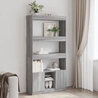 Visoka komoda siva boja hrasta 92x33x180 cm konstruirano drvo