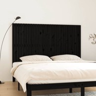 Zidno uzglavlje crni 185x3x110 cm od masivne borovine