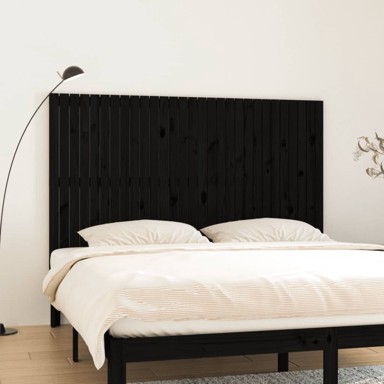 Zidno uzglavlje crni 185x3x110 cm od masivne borovine