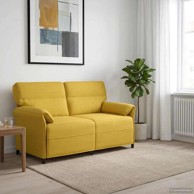 Sofa, 2-sjed, 140 cm, 100% poliester, metalna konstrukcija, MDF, šperploča, svijetložuta