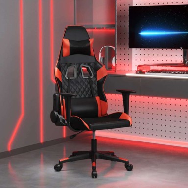 Gaming stolica, crno-crvena, umjetna koža, bez naslona za noge