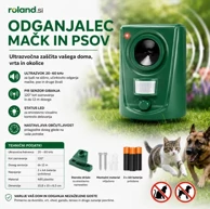 ROLAND Ultrazvučni rastjerivač mačaka i pasa s PIR senzorom