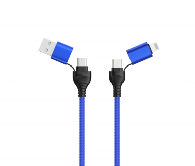 BOT Kabel 4u1 USB-A i USB-C i Lightning, 1.2m, plava  