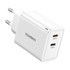 CHOETECH Mrežni punjač PD6013 GaN 2x USB-C PD 65W, bijeli