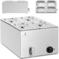 ROYAL CATERING Električni grijač za bain-marie s slavinom 4x GN 1/4 600 W