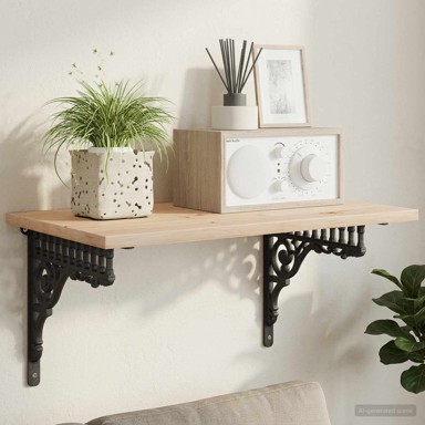 Nosači za zidne police 2 kom 27,5 x 23 x 4 cm od čelika, crni